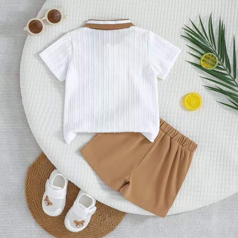Baby Bear Applique Polo T-Shirt and Shorts 2-Piece Set - image 4