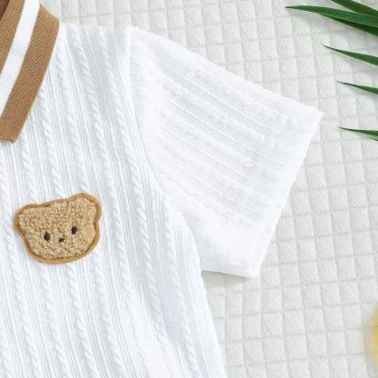 Baby Bear Applique Polo T-Shirt and Shorts 2-Piece Set - image 6