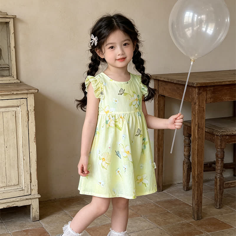 Toddler Kid Girls Ruffle Shoulder Dress - Yellow - 10-11T - image 2