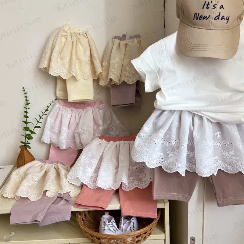 Baby Girls Lace Overlay Skirted Shorts - image 1