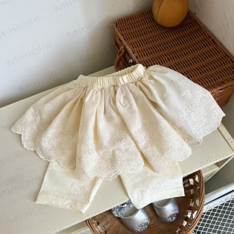 Baby Girls Lace Overlay Skirted Shorts - Yellow - 3-4T - image 5