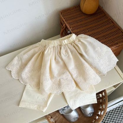 Baby Girls Lace Overlay Skirted Shorts - Yellow - 3-4T - image 5