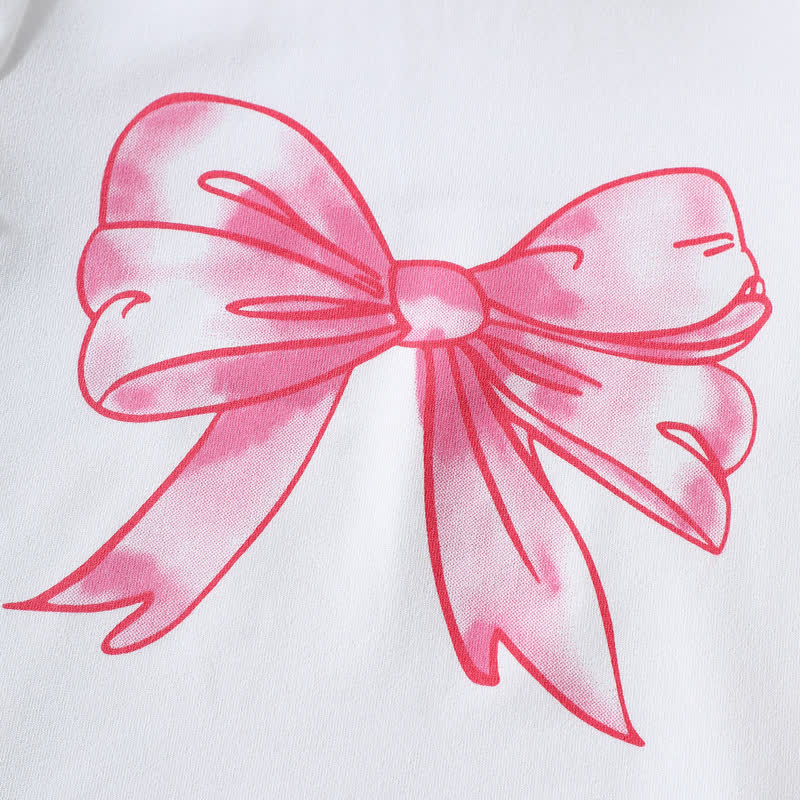 Baby Toddler Girl White&Pink Bow Tee and Denim Shorts 2-piece Set - image 4
