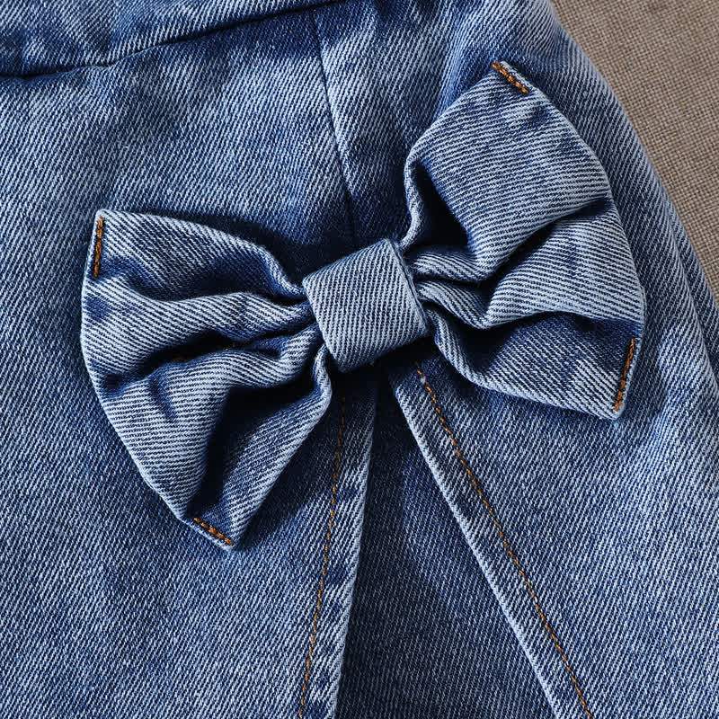 Baby Toddler Girl White&Pink Bow Tee and Denim Shorts 2-piece Set - image 7