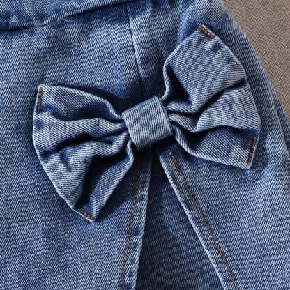 Baby Toddler Girl White&Pink Bow Tee and Denim Shorts 2-piece Set - image 7