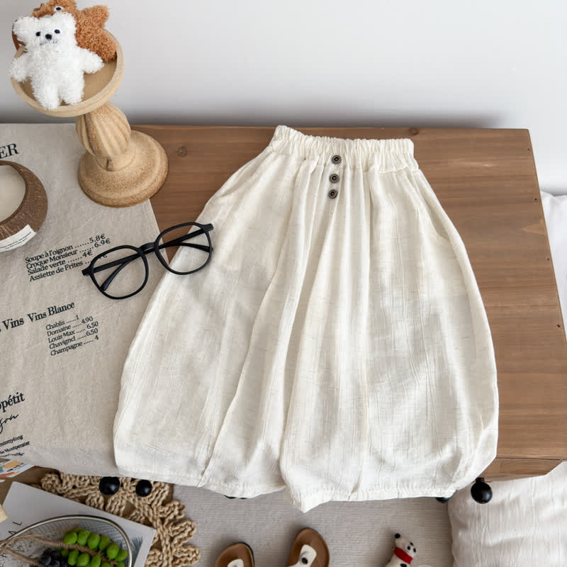 Toddler Kid Airy Linen Blend Wide Leg Pants - White - 12-13T - image 2