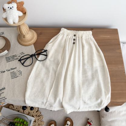 Toddler Kid Airy Linen Blend Wide Leg Pants - White - 12-13T - image 2