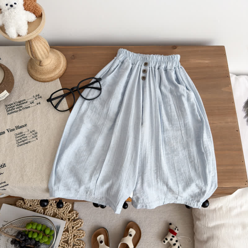 Toddler Kid Airy Linen Blend Wide Leg Pants - Blue - 12-13T - image 3