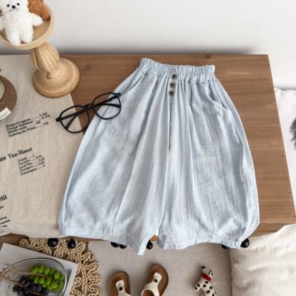 Toddler Kid Airy Linen Blend Wide Leg Pants - Blue - 12-13T - image 3