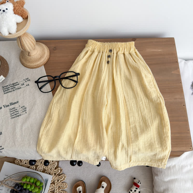 Toddler Kid Airy Linen Blend Wide Leg Pants - Yellow - 12-13T - image 4