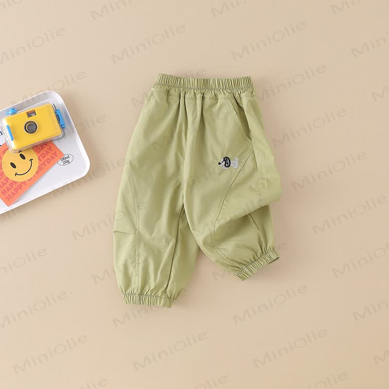 Toddler Boys Puppy Embroidered Cuffed Pants - Green - 6-7T - image 4
