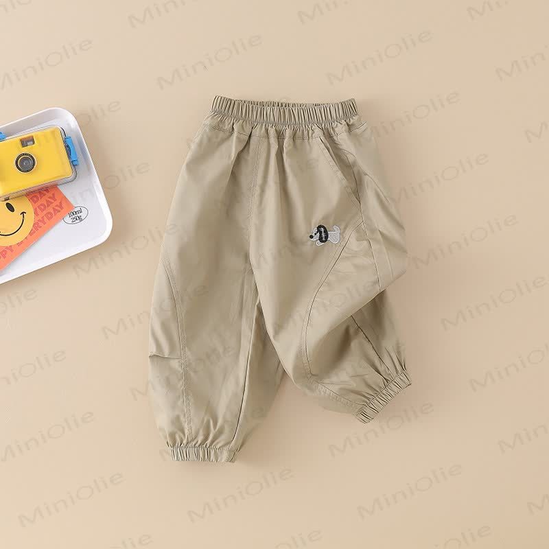 Toddler Boys Puppy Embroidered Cuffed Pants - Khaki - 6-7T - image 5
