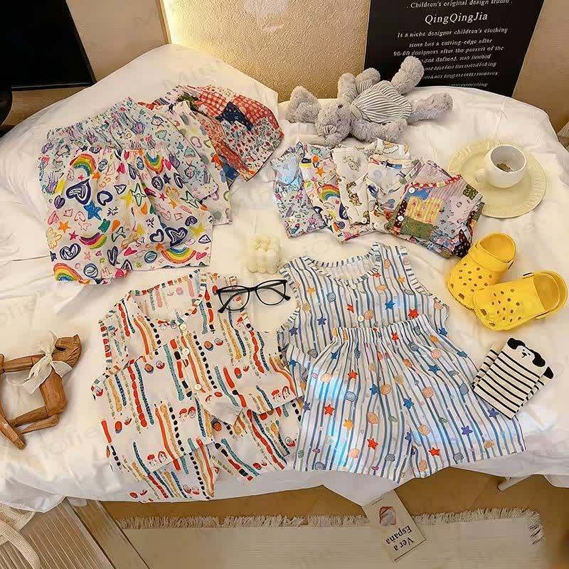 Toddler Kid Viscose Patchwork Tank Top and Shorts 2-piece Set - image 1