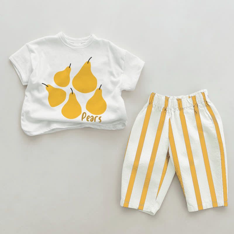 PEARS Baby White&Yellow Vertical Striped 2-piece Set - White&Yellow - 2-3T - image 1