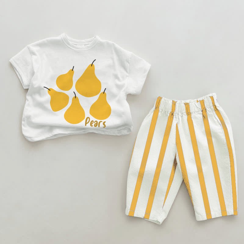PEARS Baby White&Yellow Vertical Striped 2-piece Set - White&Yellow - 2-3T - image 1