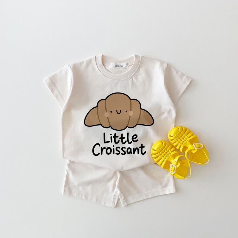 LITTLE CROISSANT Baby White Tee and Shorts 2-piece Set - White - 18-24M - image 1
