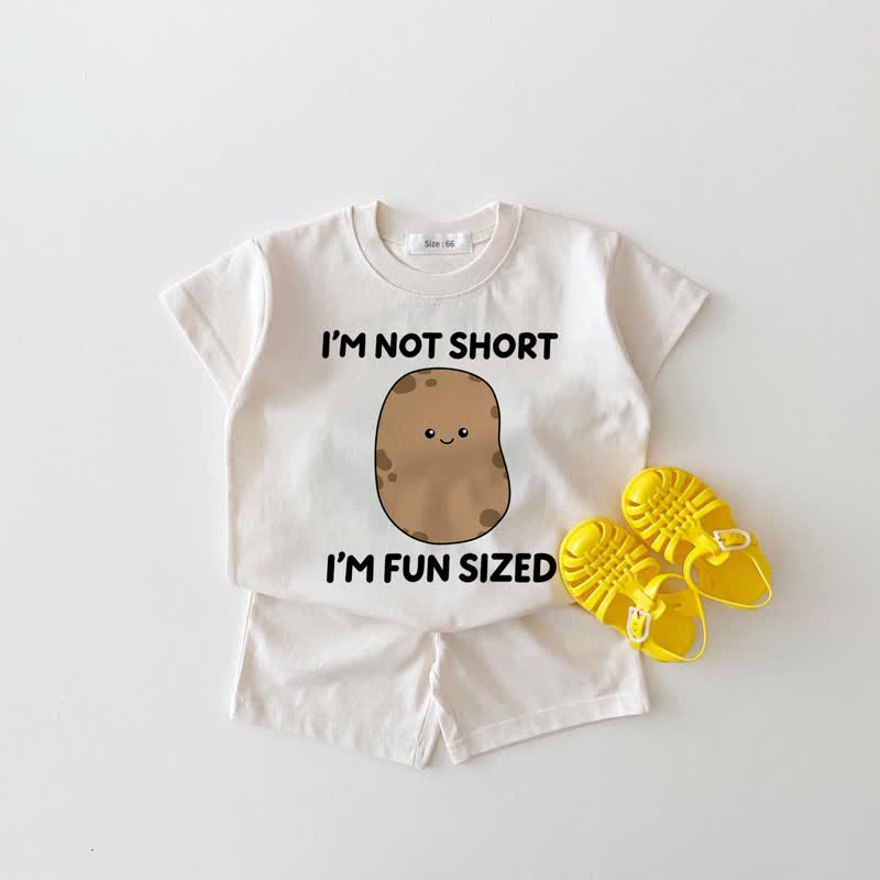 I'M NOT SHORT I'M FUN SIZED Baby White Tee and Shorts 2-piece Set - White - 18-24M - image 1