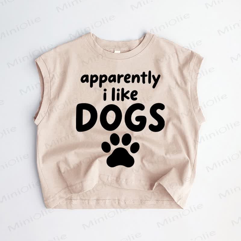 APPARENTLY I LIKE DOGS Baby Toddler Khaki Tank Top - Khaki - 3-5T - image 1