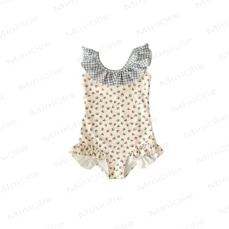 Toddler Girls Floral Ruffle One Piece Sleeveless Swimsuit - White - 6-7T - image 2