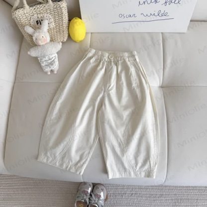 Toddler Girls Soft Cotton Solid Color Pants - Apricot - 8-9T - image 2