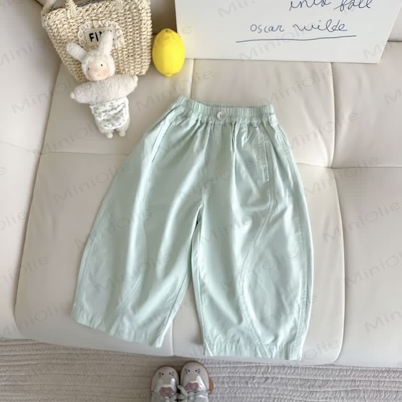 Toddler Girls Soft Cotton Solid Color Pants - Green - 8-9T - image 3