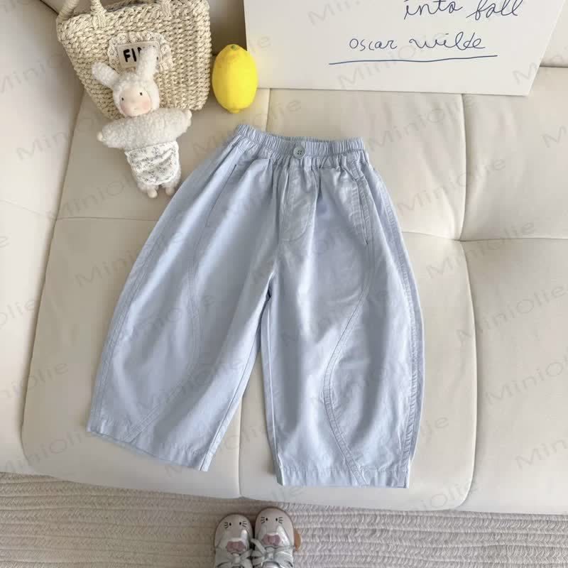 Toddler Girls Soft Cotton Solid Color Pants - Sky Blue - 8-9T - image 4