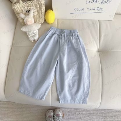 Toddler Girls Soft Cotton Solid Color Pants - Sky Blue - 8-9T - image 4