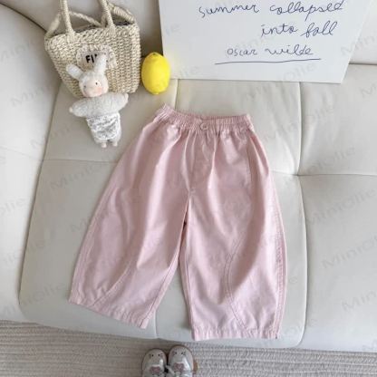 Toddler Girls Soft Cotton Solid Color Pants - Pink - 8-9T - image 5