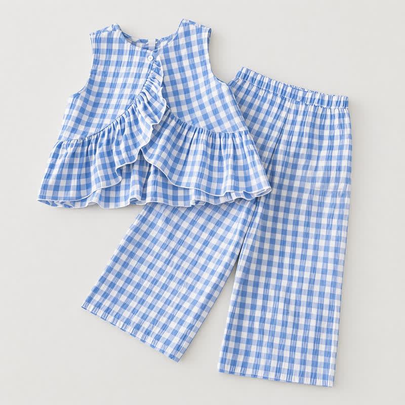 Baby Toddler Green/Blue Plaid Sleeveless Top and Pants 2-piece Set - Blue - 2-3T - image 3
