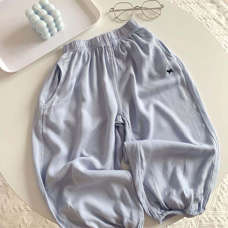 Toddler Girls Soft Cotton Solid Color Pants - Light Blue - 8-9T - image 7