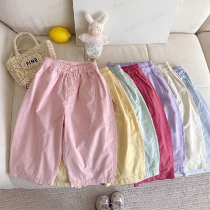 Toddler Girls Soft Cotton Solid Color Pants - image 1