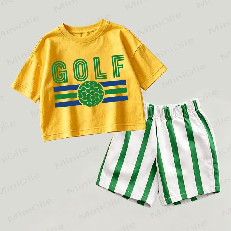 GOLF Baby Yellow&Green Golf Print Top and Striped Shorts 2-piece Set - Yellow&Green - 2-3T - image 1