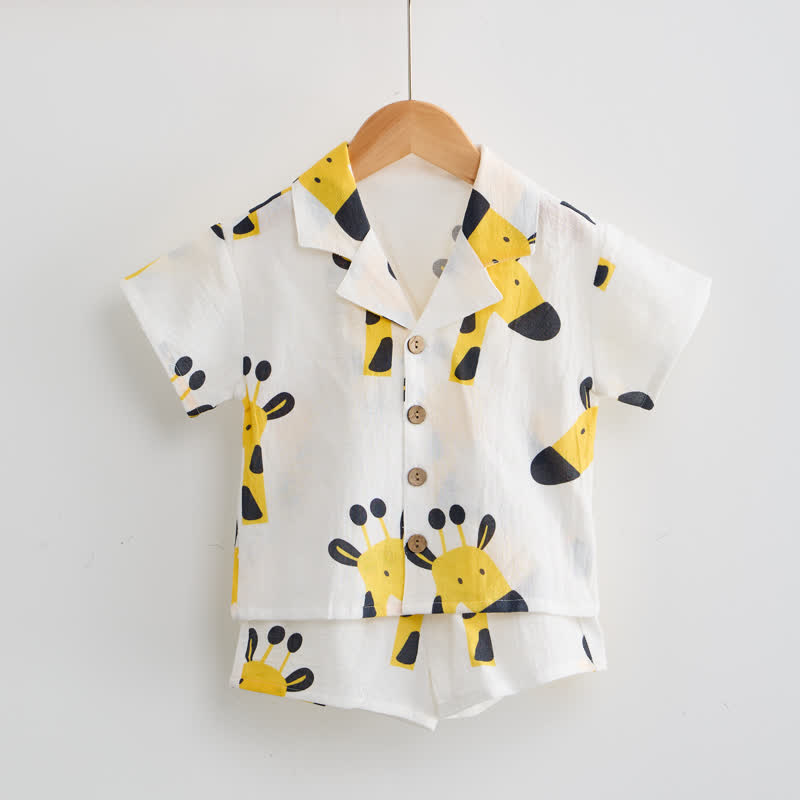 Baby Toddler White Giraffe Shirt and Shorts 2-piece Set - image 2