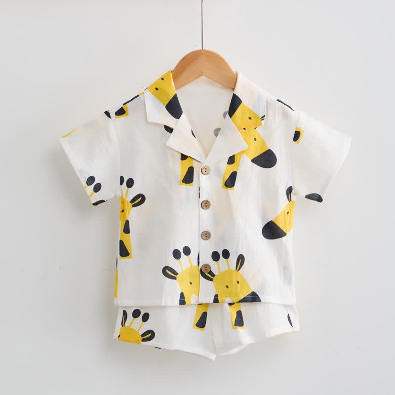 Baby Toddler White Giraffe Shirt and Shorts 2-piece Set - image 2