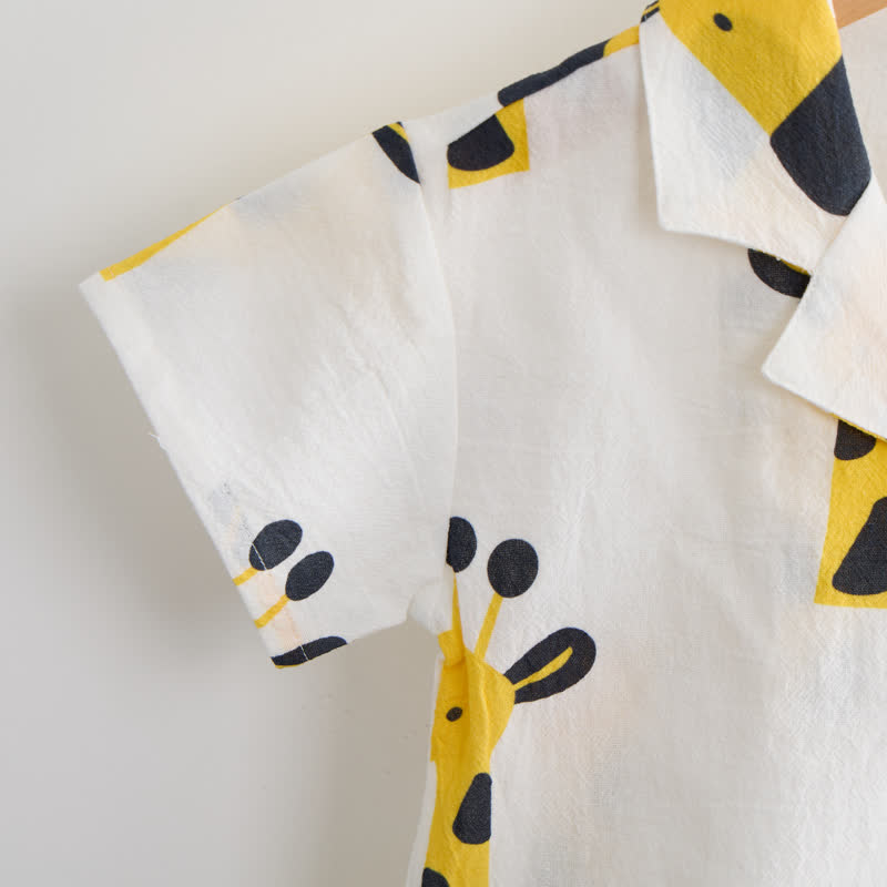 Baby Toddler White Giraffe Shirt and Shorts 2-piece Set - image 5