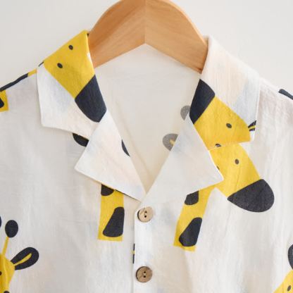 Baby Toddler White Giraffe Shirt and Shorts 2-piece Set - image 4