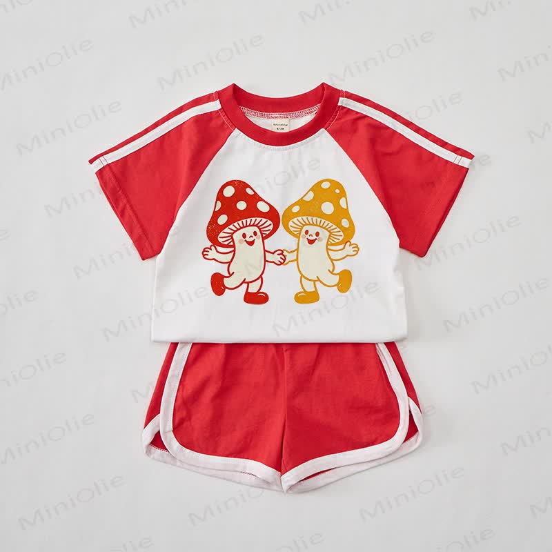 Baby Mushroom Red Tee and Shorts Set - Red - 2-3T - image 1