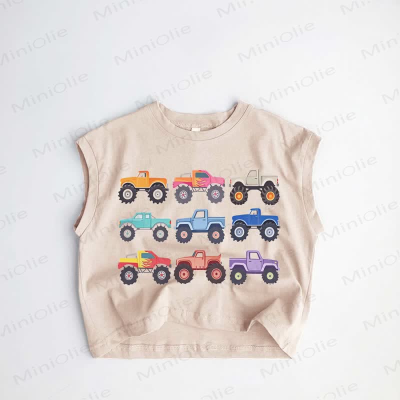 Baby Toddler Excavator Print Khaki Tank Top - Khaki - 3-5T - image 1