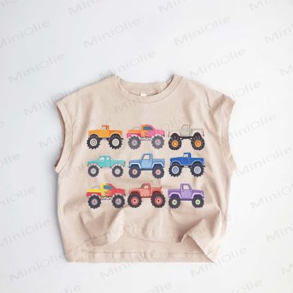 Baby Toddler Excavator Print Khaki Tank Top - Khaki - 3-5T - image 1