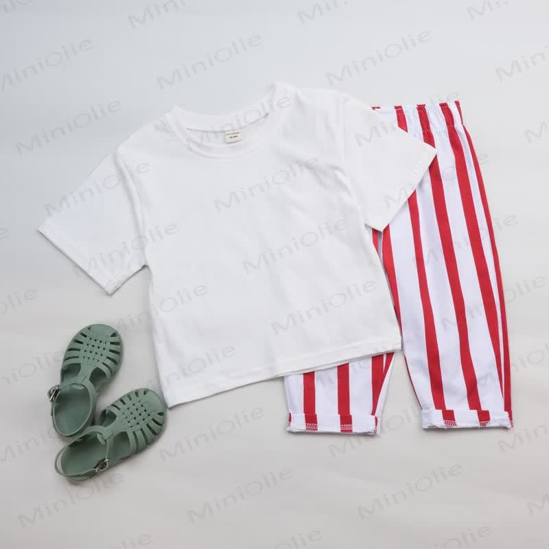 Baby Strawberry Print Red Striped 2-piece Set - image 3