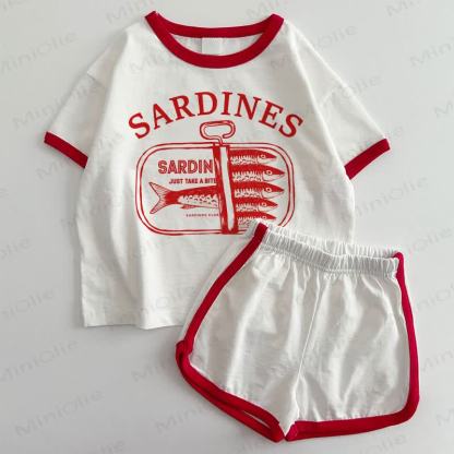 SARDINES Baby Sardines White&Red T-shirt and Shorts 2-Piece Set - White&Red - 3-5T - image 1