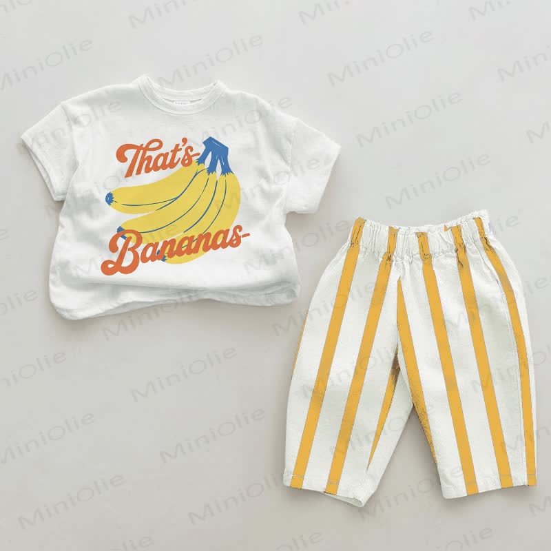 THAT'S BANANAS Baby White&Yellow Banana Print Vertical Striped 2-piece Set - White&Yellow - 2-3T - image 1