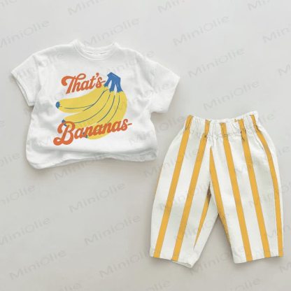 THAT'S BANANAS Baby White&Yellow Banana Print Vertical Striped 2-piece Set - White&Yellow - 2-3T - image 1