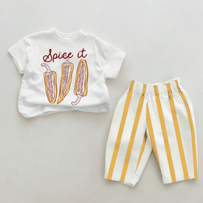 SPICE IT Baby White&Yellow Vertical Striped 2-piece Set - White&Yellow - 2-3T - image 1