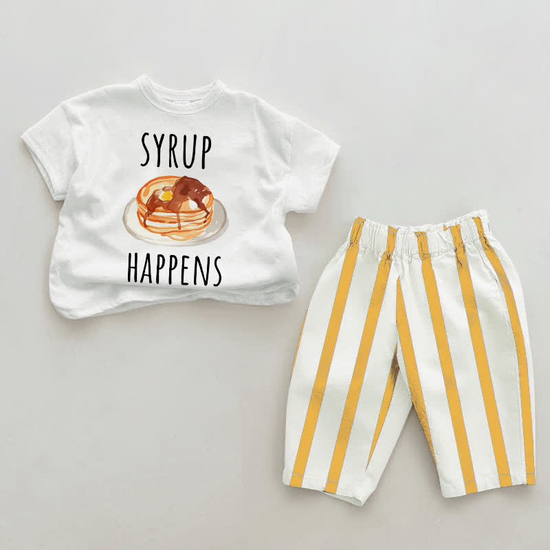 SYRUP HAPPENS Baby White&Yellow Vertical Striped 2-piece Set - White&Yellow - 2-3T - image 1