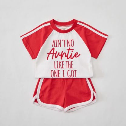 AIN'T NO AUNTIE LIKE THE ONE I GOT Baby Red Tee and Shorts Set - Red - 2-3T - image 1