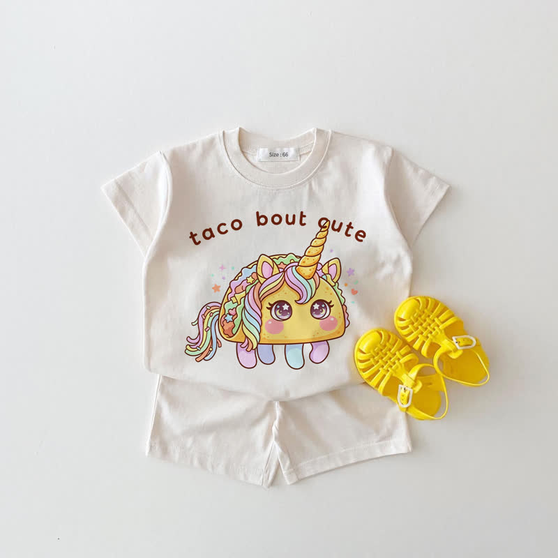 TACO BOUT CUTE Baby White Tee and Shorts 2-piece Set - White - 18-24M - image 1