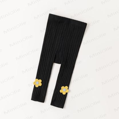 Baby Toddler Girls Soft Ribbed Knit Floral Collection Leggings - Black - 4-6T - image 6