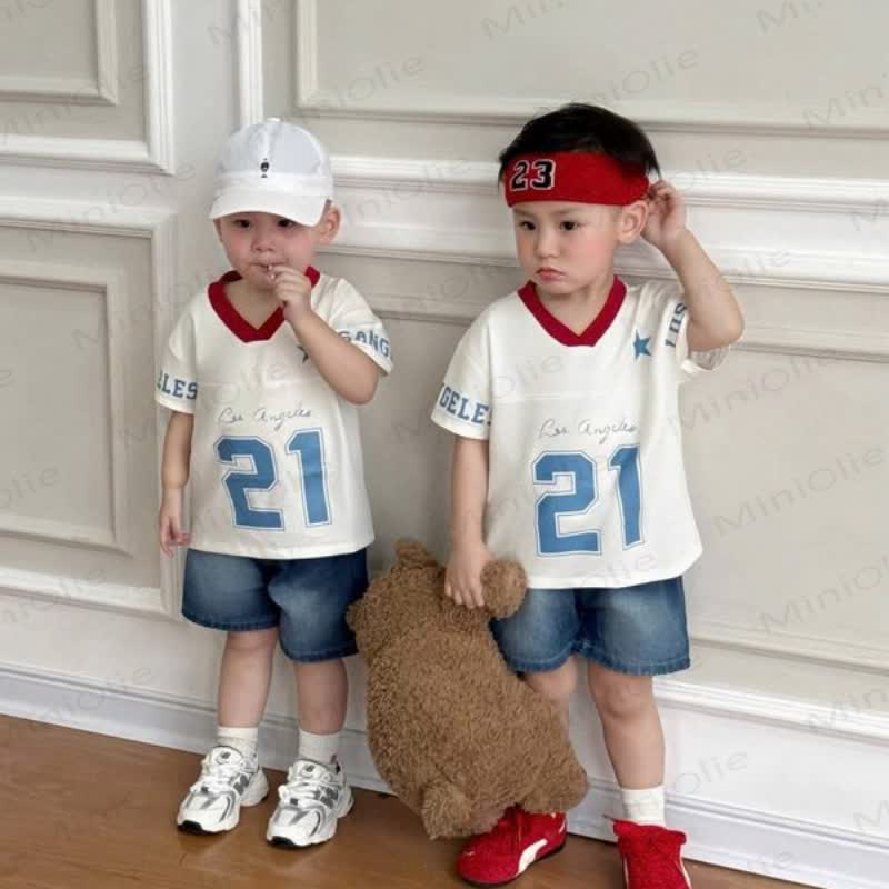 Toddler Boys Tee and Denim Shorts 2-piece Jersey Set - image 2