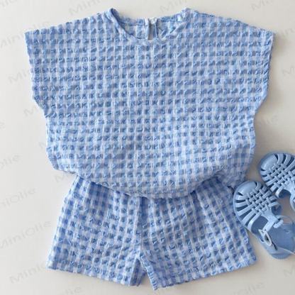 Toddler Cotton Gauze Gingham Tank Top and Shorts 2-Piece Set - Blue - 6-7T - image 4
